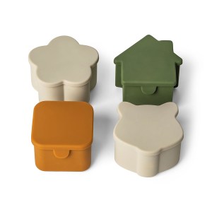 Z1065 - Silicone Lunchbox Organisers (Set of 4) - Square- Caramel- House- Green- Flower and Tiger- G - Extra 6